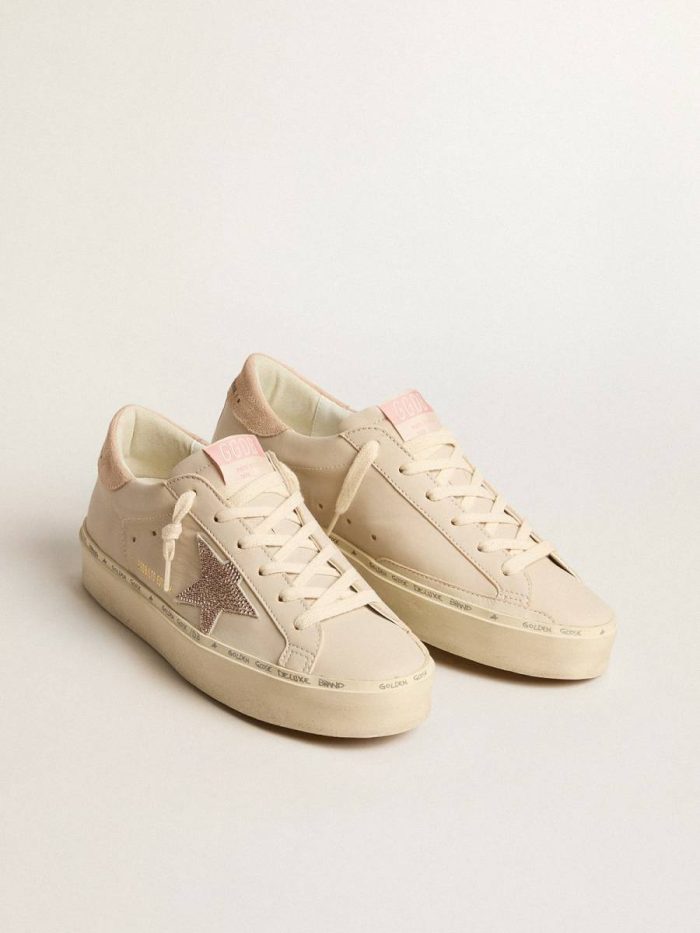 Hi Star Ltd In Nappa With Suede Star And Pink Swarovski Crystals Golden Goose Women Hi Star