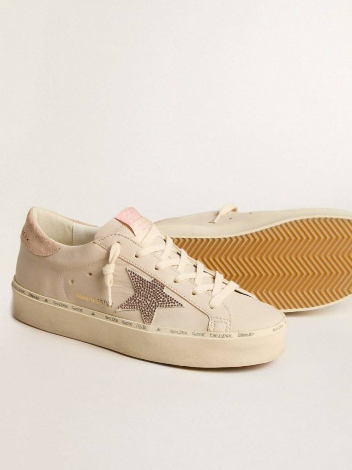Hi Star Ltd In Nappa With Suede Star And Pink Swarovski Crystals Golden Goose Women Hi Star