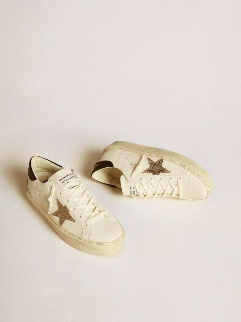 Hi Star Women Hi Star Ltd With Swarovski Crystal Star And Black Leather Heel Tab Golden Goose