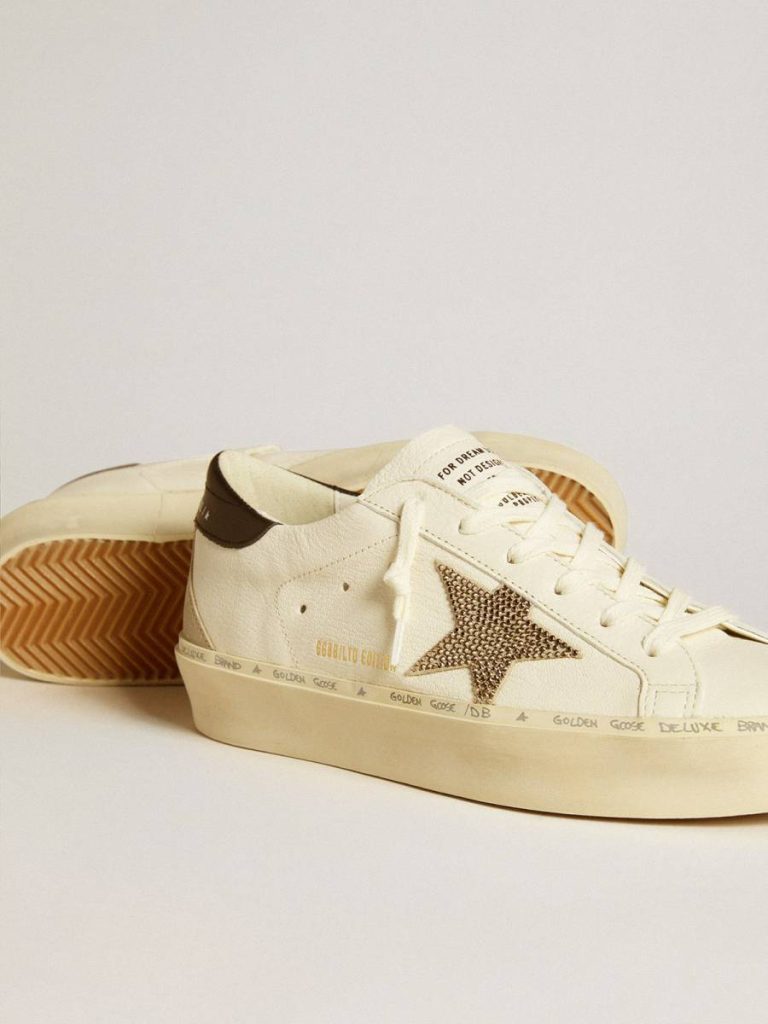 Hi Star Women Hi Star Ltd With Swarovski Crystal Star And Black Leather Heel Tab Golden Goose