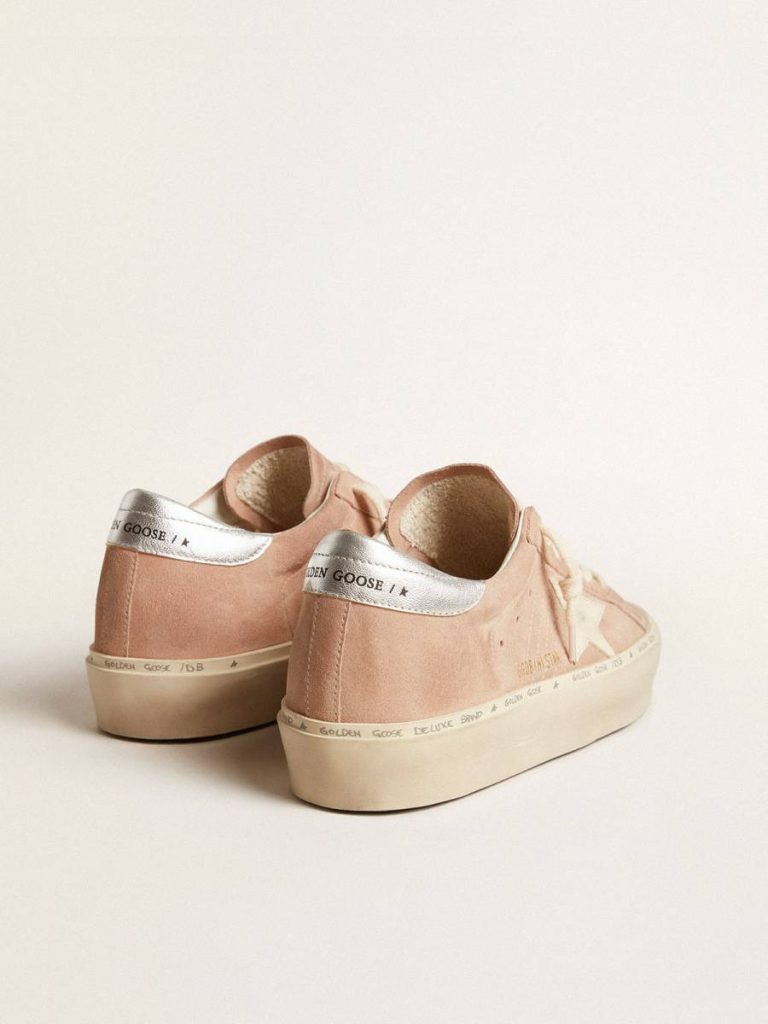 Hi Star Women's Hi Star In Pink Suede With Cream Star And Silver Leather Heel Tab Women Golden Goose