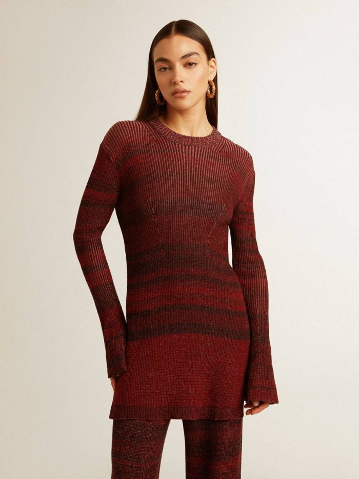 Irregular-Striped Cotton Dress Purple Grape Women Golden Goose Dresses & Jumpsuits