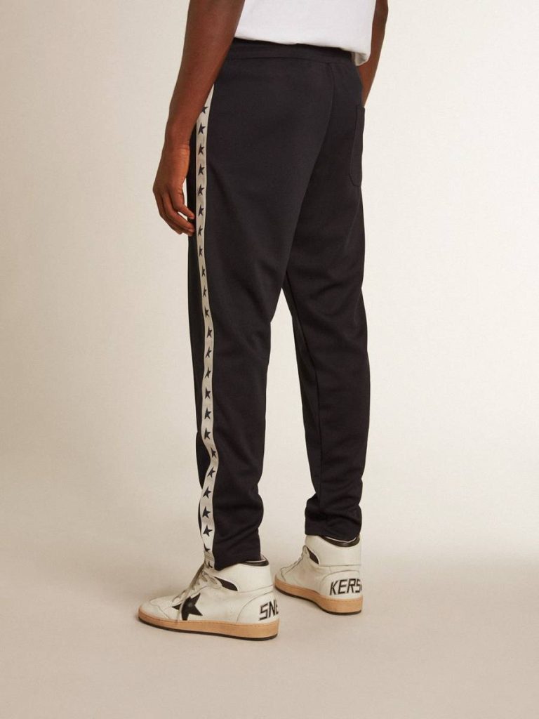 Jeans & Pants Dark Blue Dark Blue Joggers With Contrasting Strip And Stars Men Golden Goose