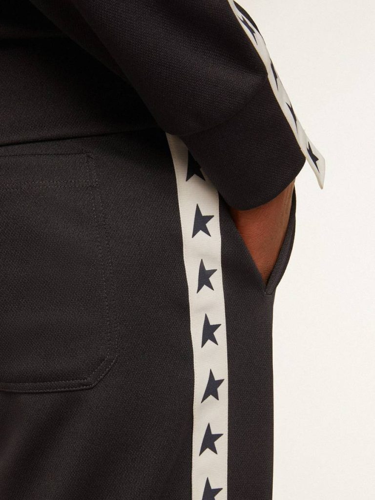Jeans & Pants Dark Blue Dark Blue Joggers With Contrasting Strip And Stars Men Golden Goose