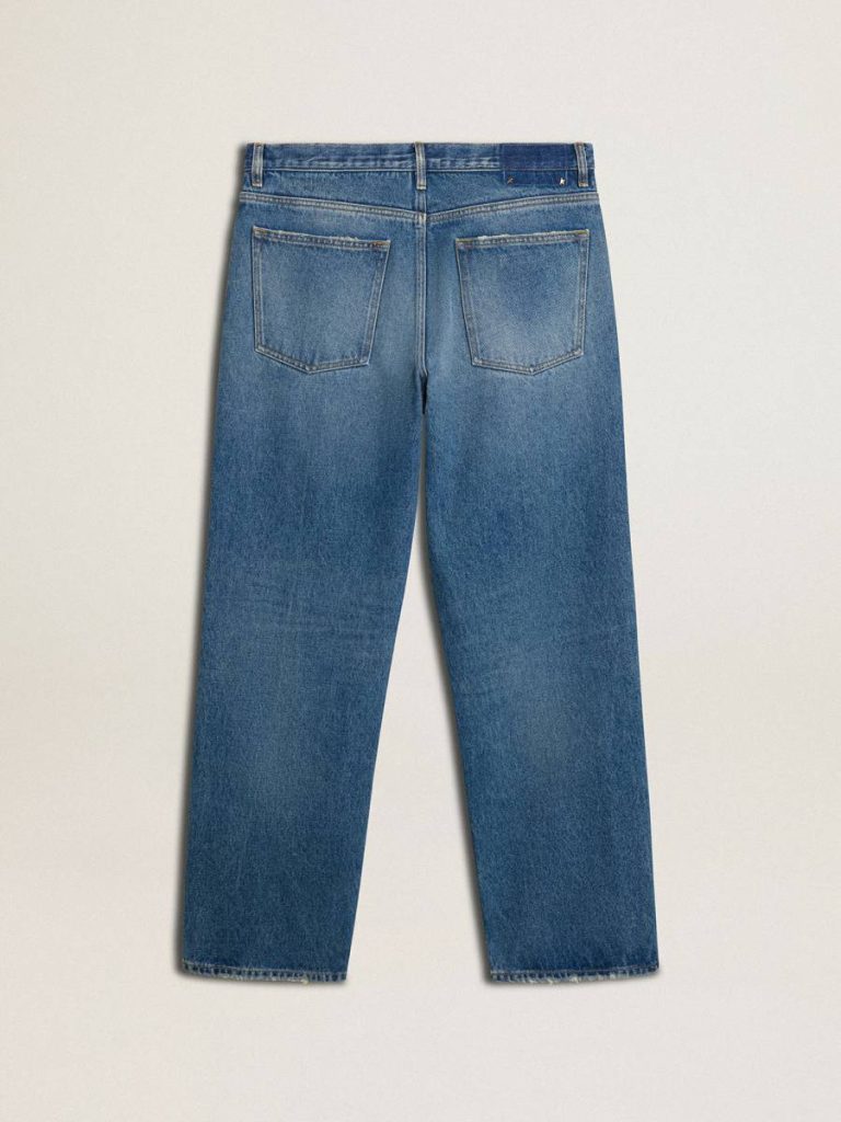Jeans & Pants Men Golden Goose Blue Medium Wash Loose Jeans Blue