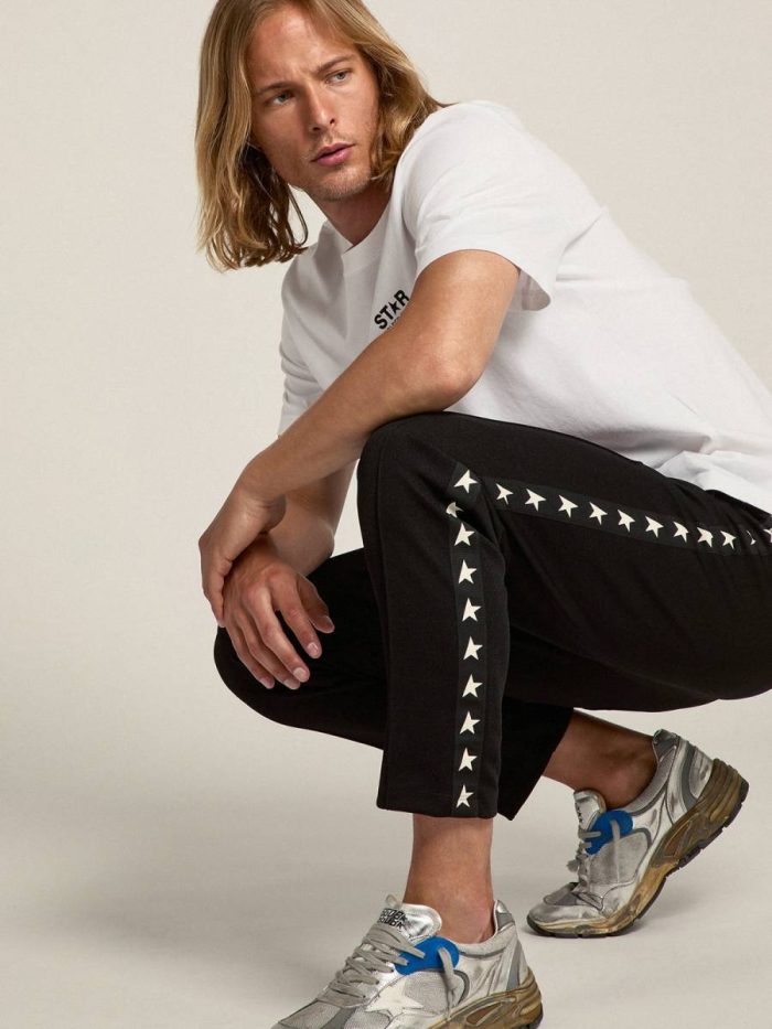 Jeans & Pants Men's Black Joggers With White Stars On The Sides Men Golden Goose Black