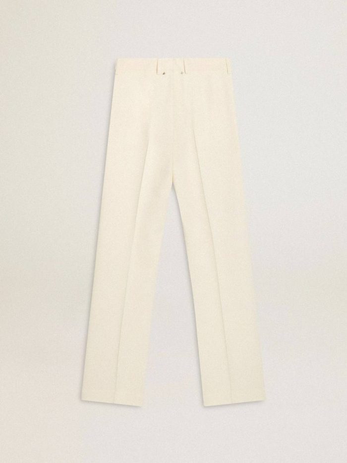Jeans & Pants Women White Women's Loose Pants In Worn-White Tailored Fabric Golden Goose