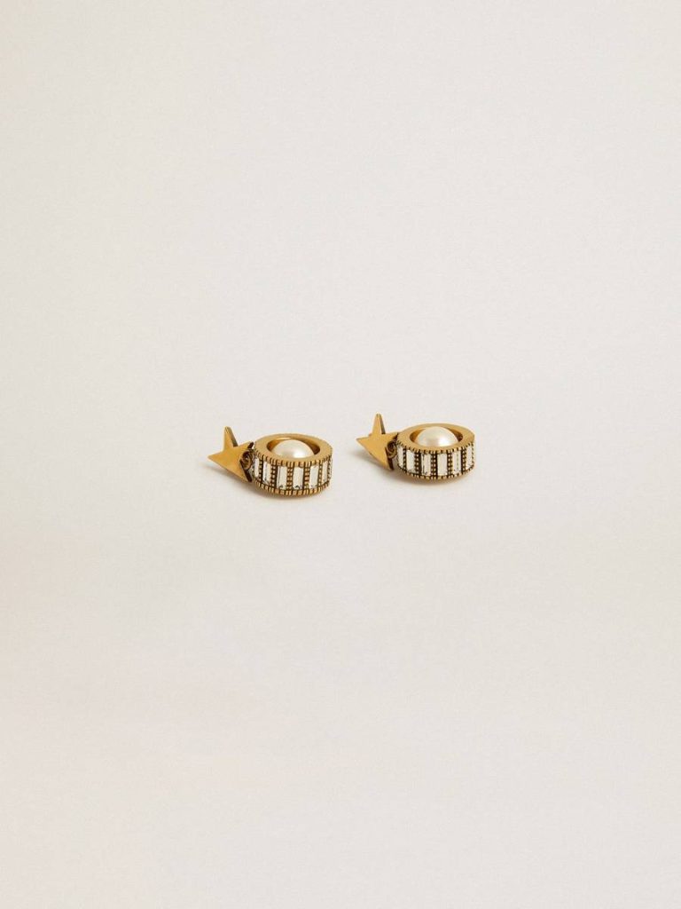 Jewelry Women Earrings With Gold Star And Pearl Antique Gold Golden Goose