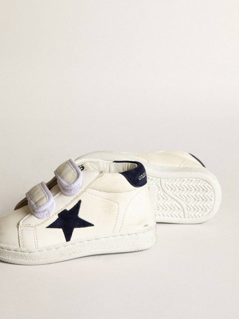 June Junior In Nappa With Dark Blue Suede Star And Heel Tab Little Boys (1-3 Years) Golden Goose Kids