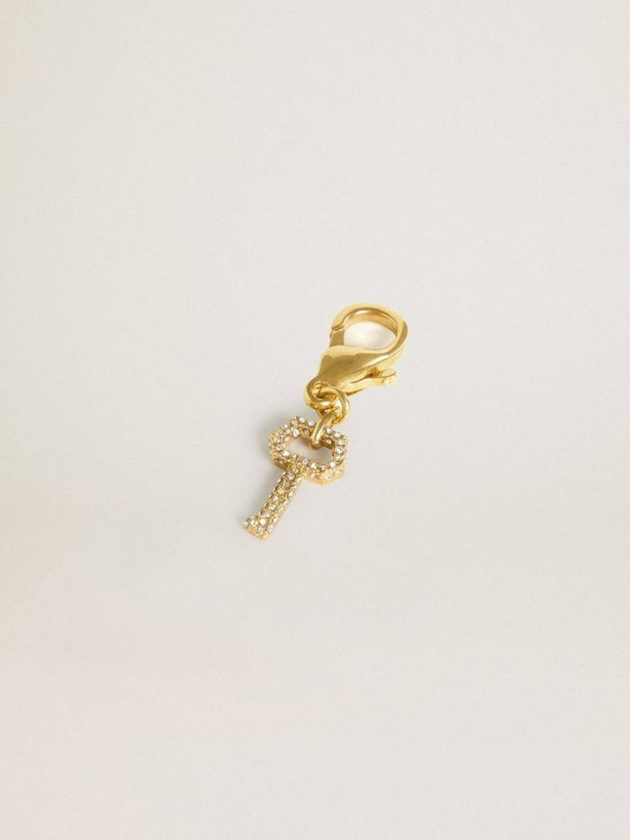 Key-Shaped Charm In Gold-Colored Brass With Crystals Women Golden Goose Bag Accessories Gold