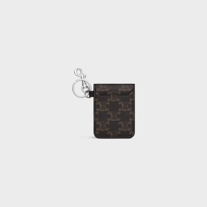 Keyring Flat Card Holder In Triomphe Canvas Celine Coin And Card Holders Men Black
