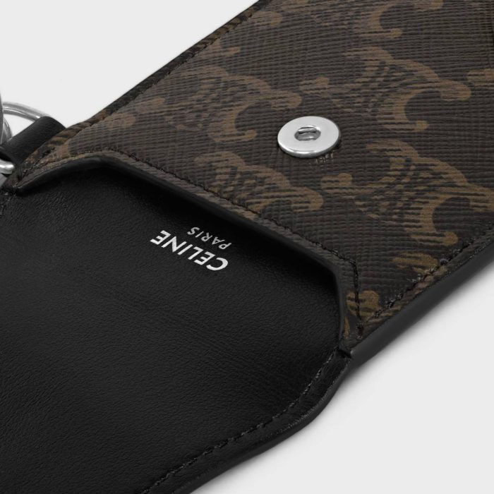 Keyring Flat Card Holder In Triomphe Canvas Celine Coin And Card Holders Men Black