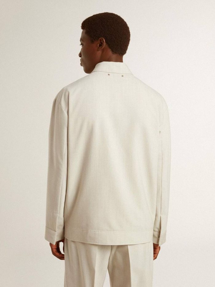 Khaki Coats & Jackets Men's Khaki Wool Blend Coach Jacket Golden Goose Men