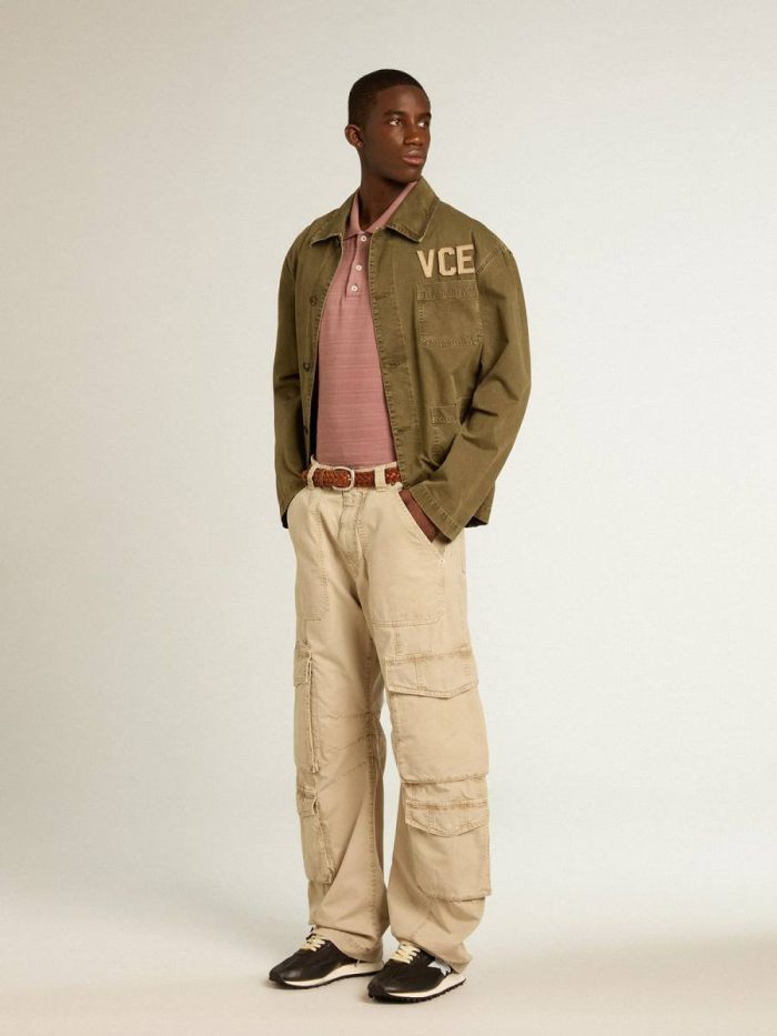 Khaki Jeans & Pants Men Men's Khaki-Colored Cotton Cargo Pants Golden Goose