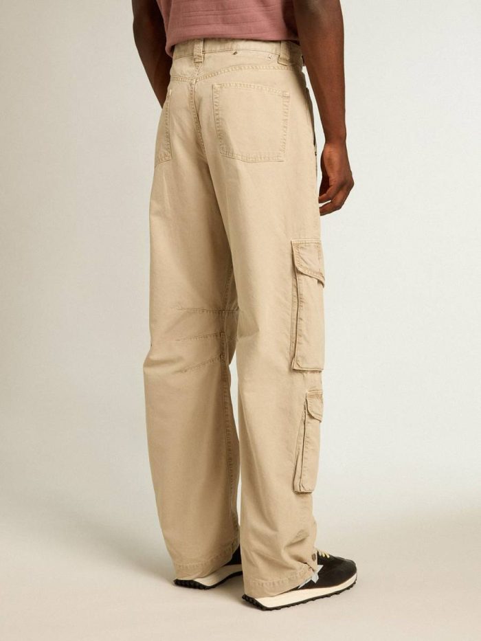 Khaki Jeans & Pants Men Men's Khaki-Colored Cotton Cargo Pants Golden Goose