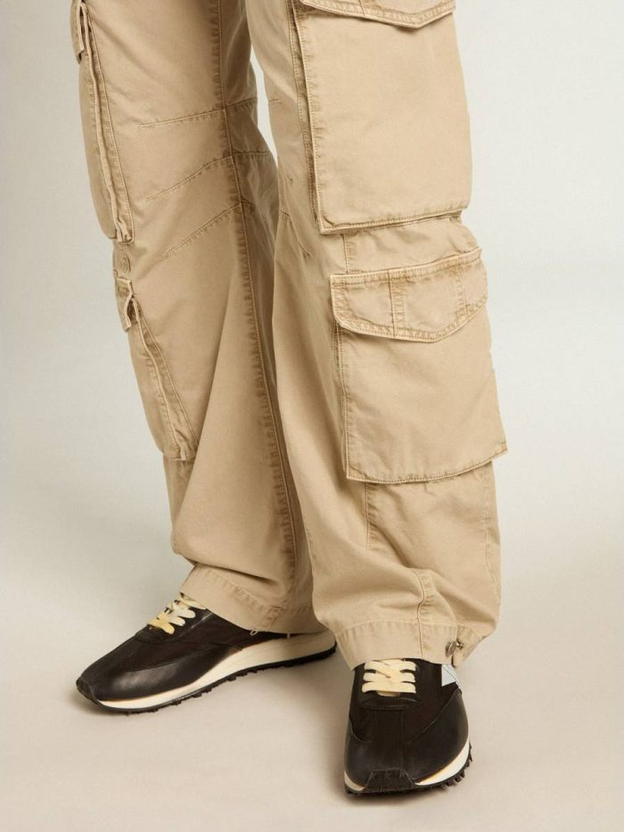 Khaki Jeans & Pants Men Men's Khaki-Colored Cotton Cargo Pants Golden Goose
