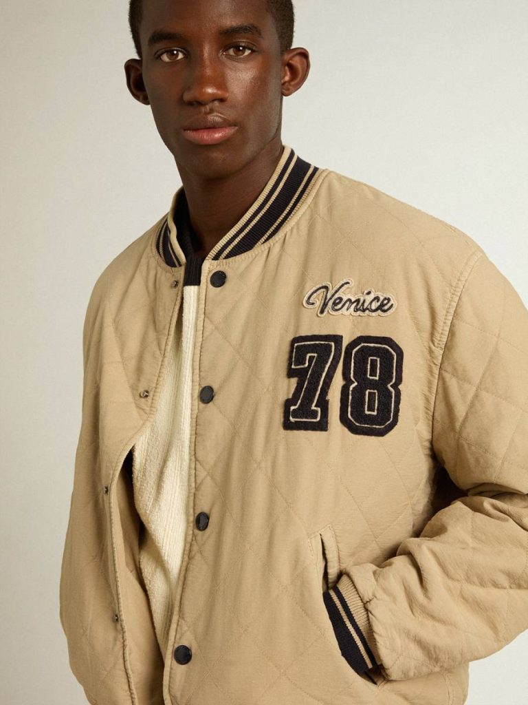 Khaki Men Coats & Jackets Golden Goose Khaki-Colored Quilted Cotton Bomber Jacket