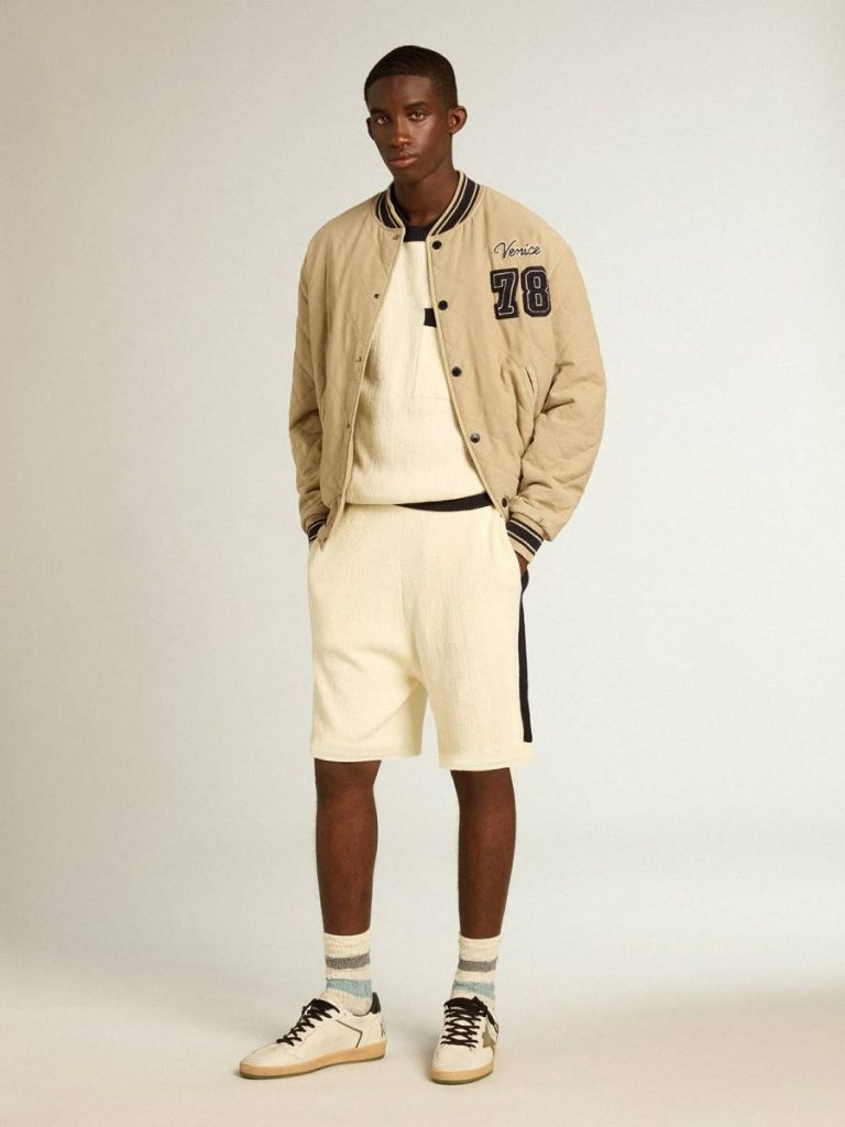 Khaki Men Coats & Jackets Golden Goose Khaki-Colored Quilted Cotton Bomber Jacket