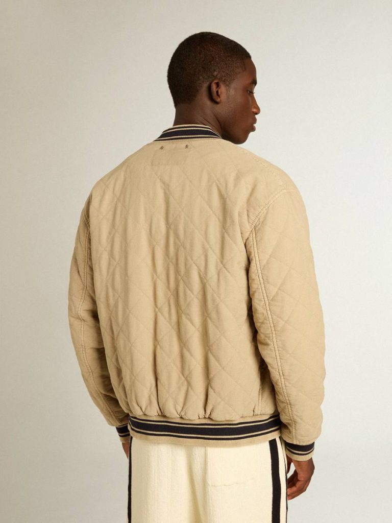 Khaki Men Coats & Jackets Golden Goose Khaki-Colored Quilted Cotton Bomber Jacket