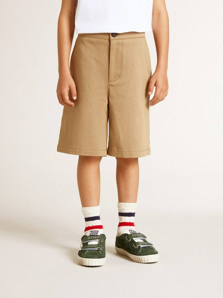 Kids Boys' Shorts In Beige Cotton Golden Goose Beige Bottomwear Selection (4-12 Years)