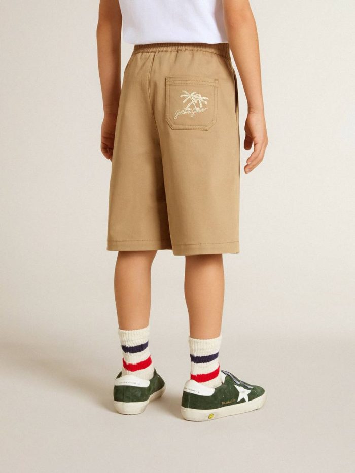 Kids Boys' Shorts In Beige Cotton Golden Goose Beige Bottomwear Selection (4-12 Years)