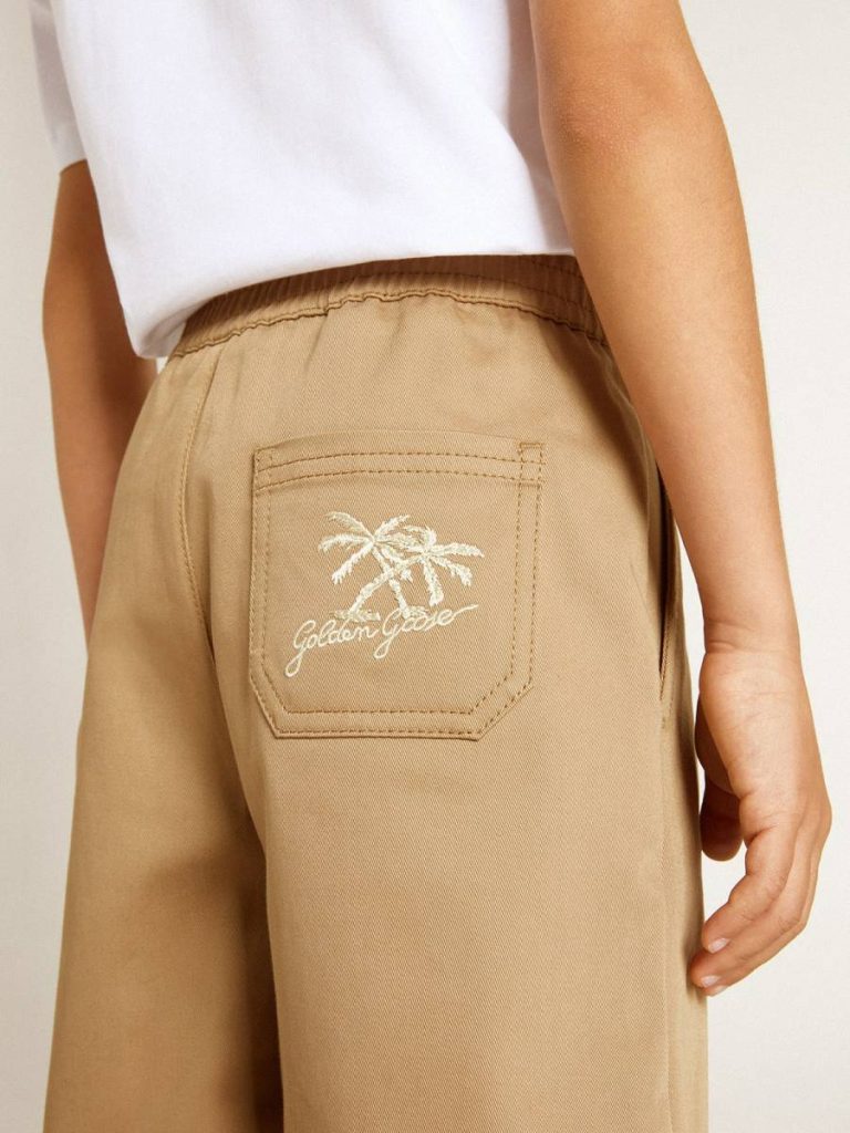 Kids Boys' Shorts In Beige Cotton Golden Goose Beige Bottomwear Selection (4-12 Years)