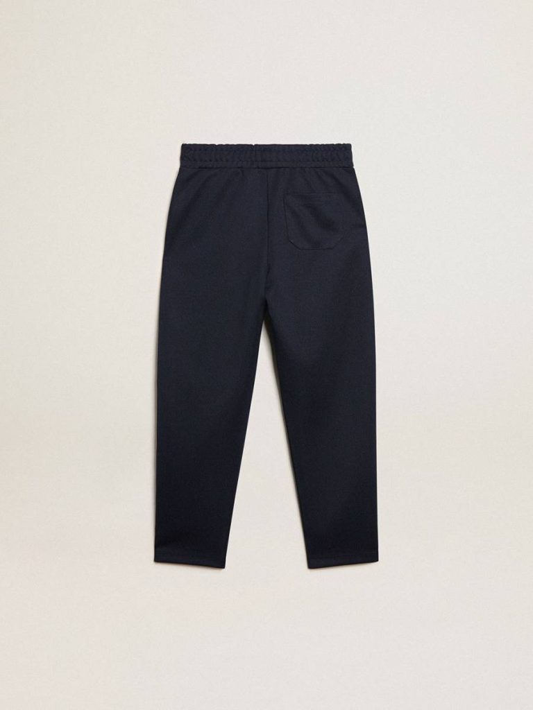 Kids Dark Blue Joggers With White Strip And Contrasting Stars Dark Blue Golden Goose Bottomwear Selection (4-12 Years)