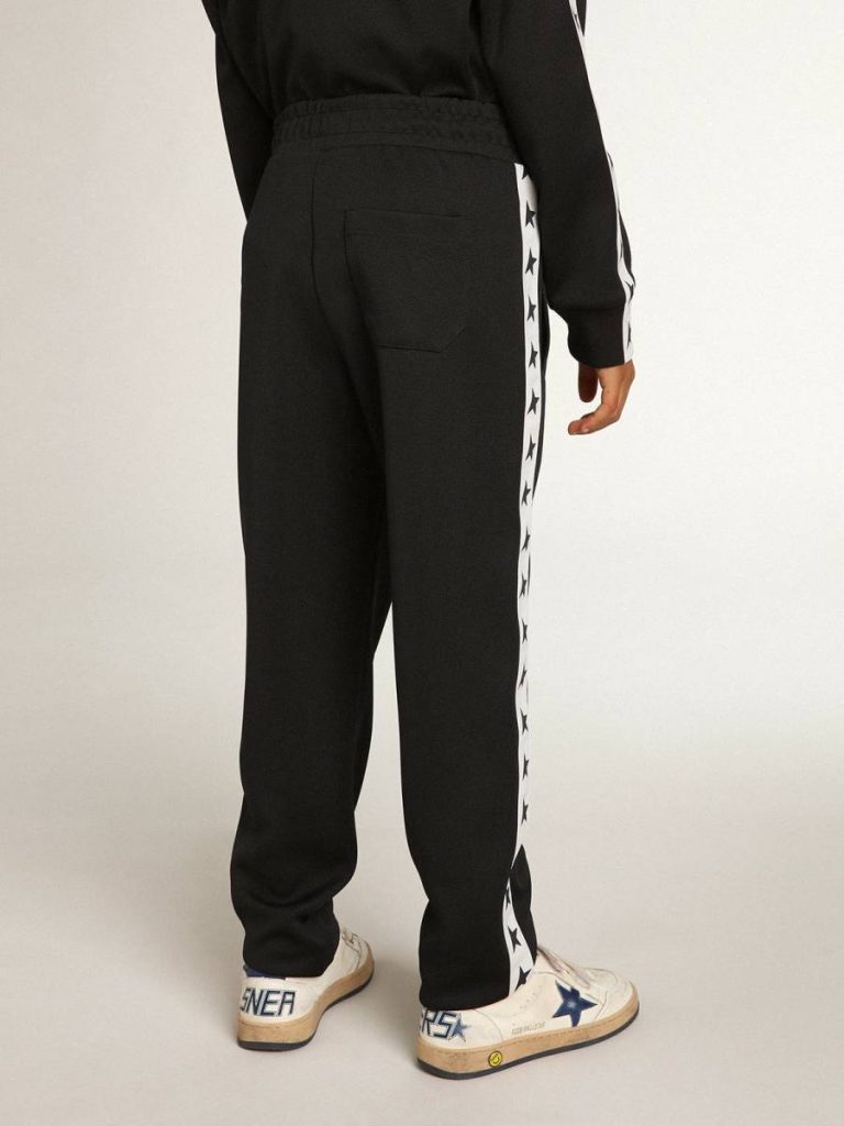 Kids Dark Blue Joggers With White Strip And Contrasting Stars Dark Blue Golden Goose Bottomwear Selection (4-12 Years)
