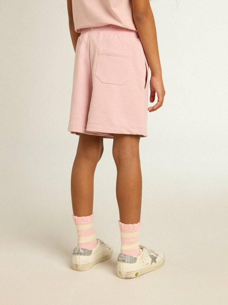 Kids Girls’ Shorts In Pink With White Star Pink Golden Goose Bottomwear Selection (4-12 Years)