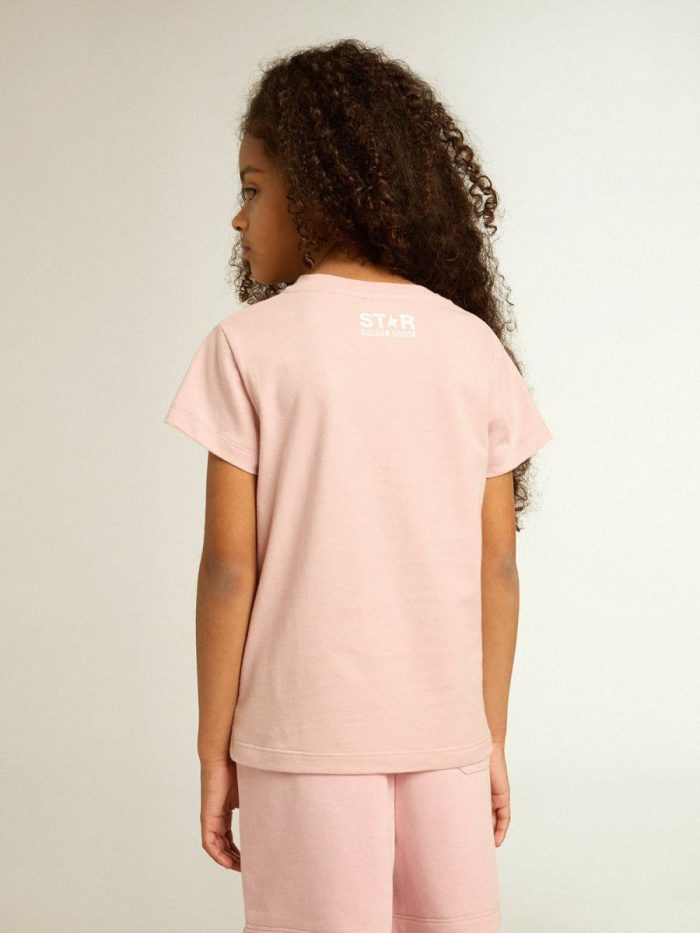 Kids Golden Goose Girls’ Pink T-Shirt With White Logo And Maxi Star Topwear Selection (4-12 Years) Pink