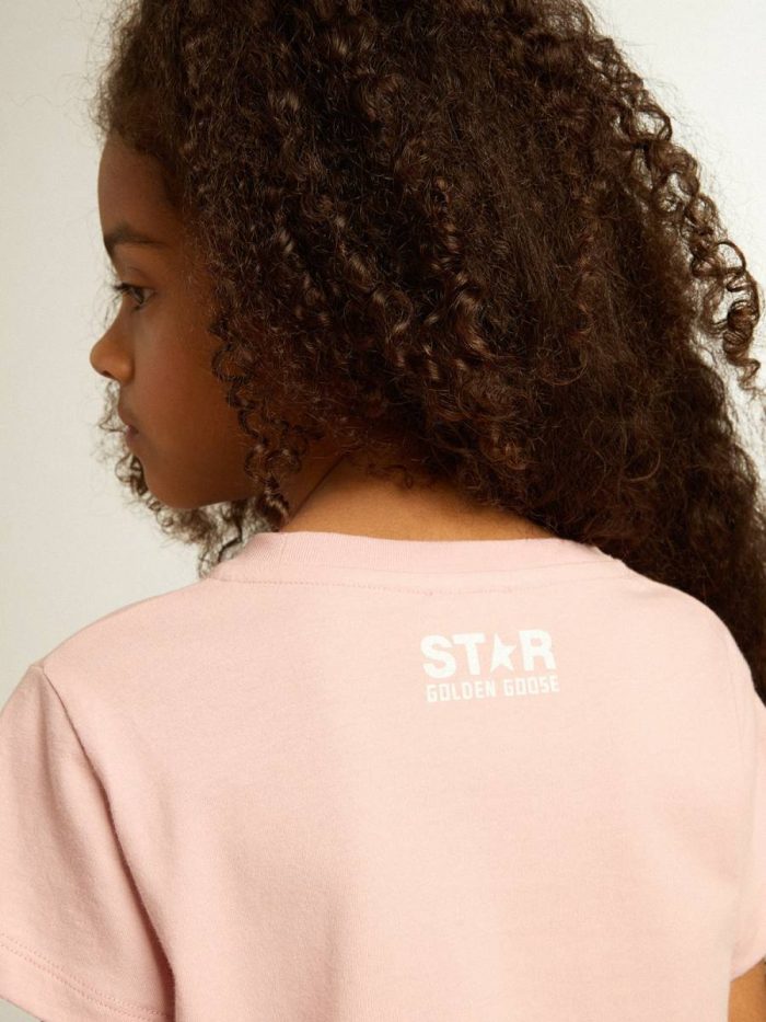 Kids Golden Goose Girls’ Pink T-Shirt With White Logo And Maxi Star Topwear Selection (4-12 Years) Pink