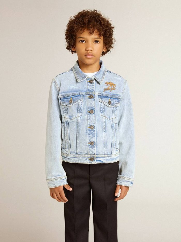 Kids Golden Goose Light Denim Jacket With Embroidery Topwear Selection (4-12 Years) Light Denim