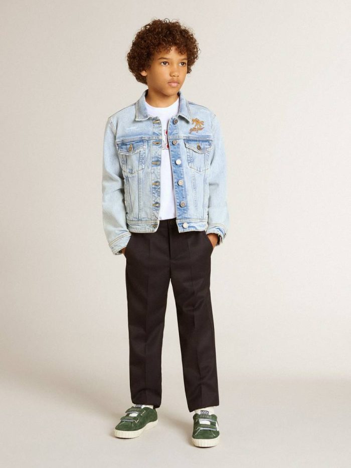 Kids Golden Goose Light Denim Jacket With Embroidery Topwear Selection (4-12 Years) Light Denim