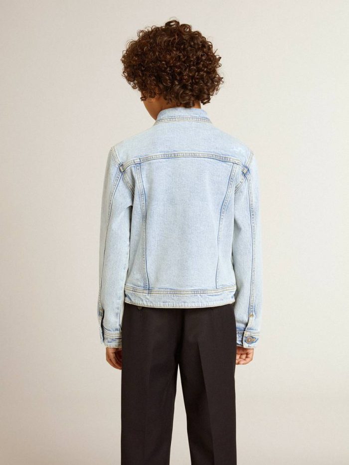 Kids Golden Goose Light Denim Jacket With Embroidery Topwear Selection (4-12 Years) Light Denim