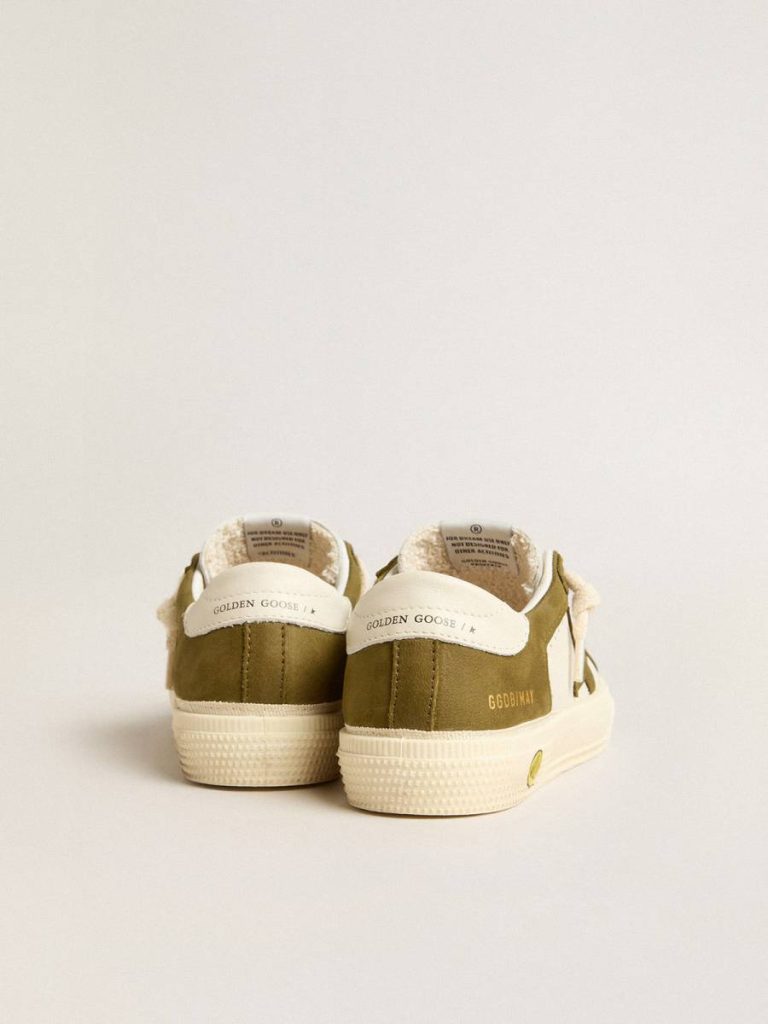Kids Golden Goose May Young In White And Military Green Leather Boys (4-10 Years)