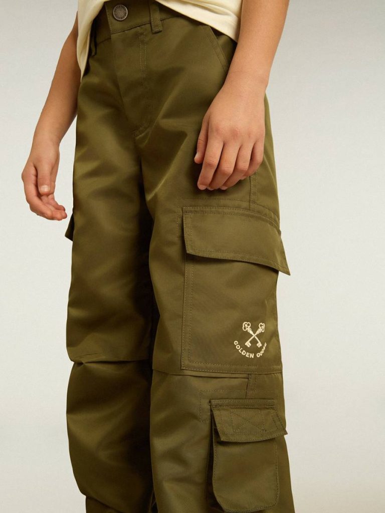 Kids Golden Goose Military Green Bottomwear Selection (4-12 Years) Kids Cargo Pants In Military Green