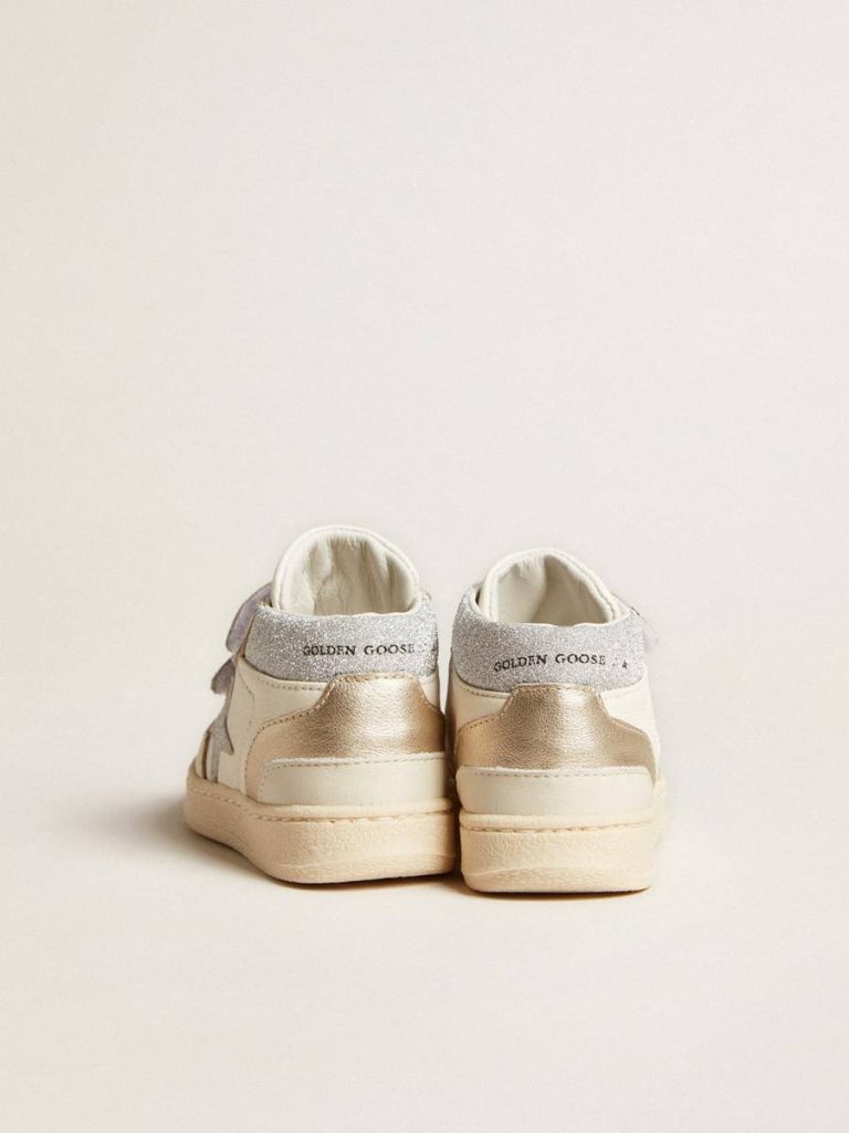 Kids June Junior In Nappa And Metallic Leather Inserts With Glitter Star Little Girls (1-3 Years) Golden Goose