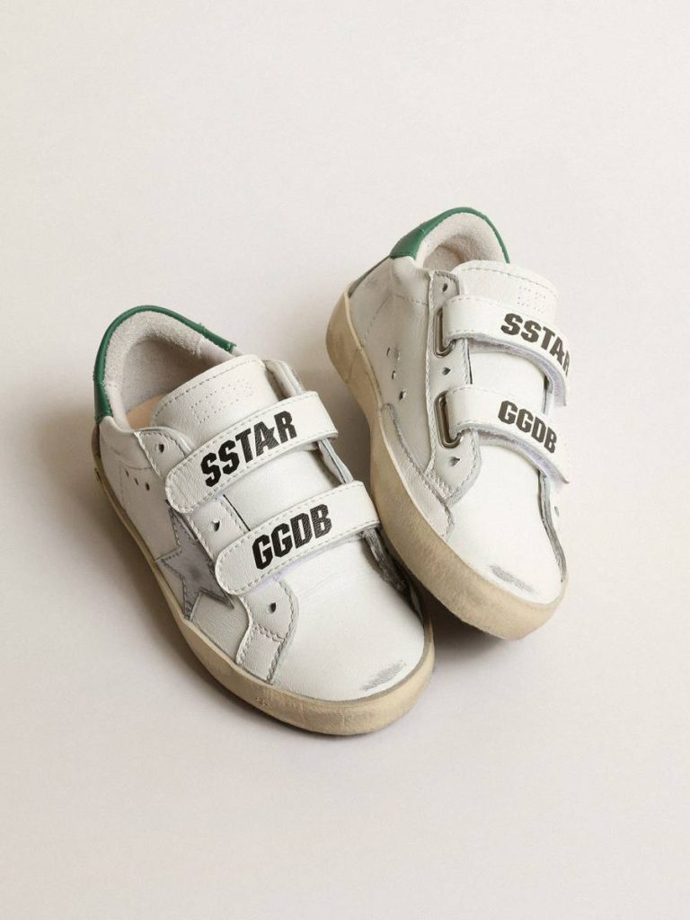 Kids Old School Young With Metallic Leather Star And Green Heel Tab Golden Goose Boys (4-10 Years)