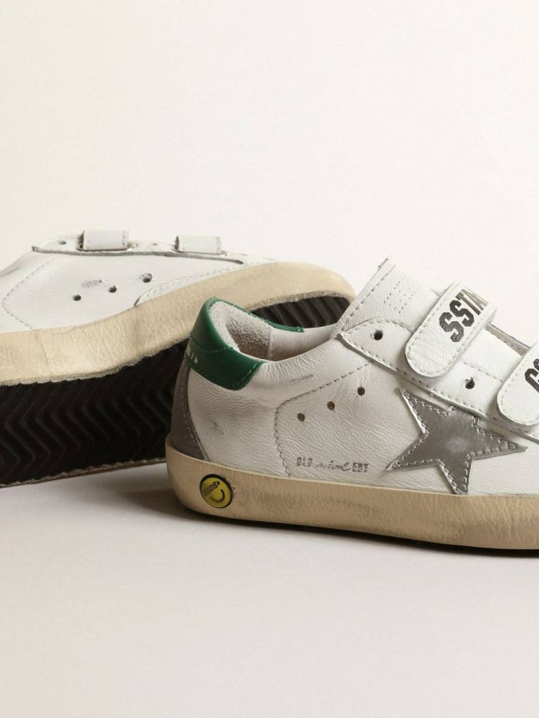 Kids Old School Young With Metallic Leather Star And Green Heel Tab Golden Goose Boys (4-10 Years)