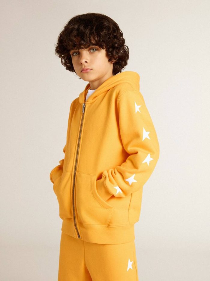Kids Orange Boys’ Orange Sweatshirt With Zip Fastening Golden Goose Topwear Selection (4-12 Years)