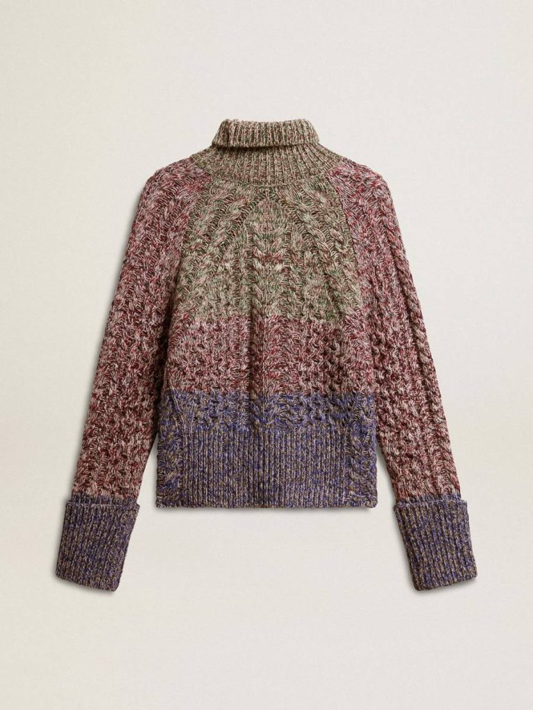 Knitwear Multicolor Women Women's Multicolored High Neck Sweater With Mouliné Yarn Golden Goose
