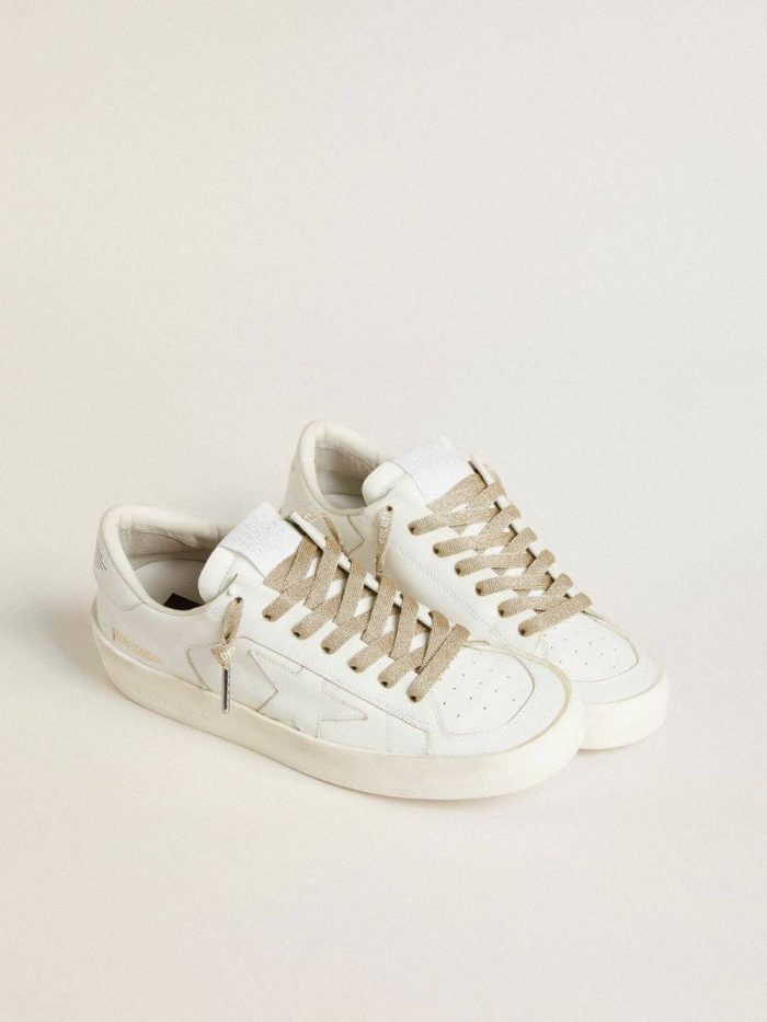 Laces Golden Goose Women Gold Gold-Colored Lurex Laces With Contrasting White Logo