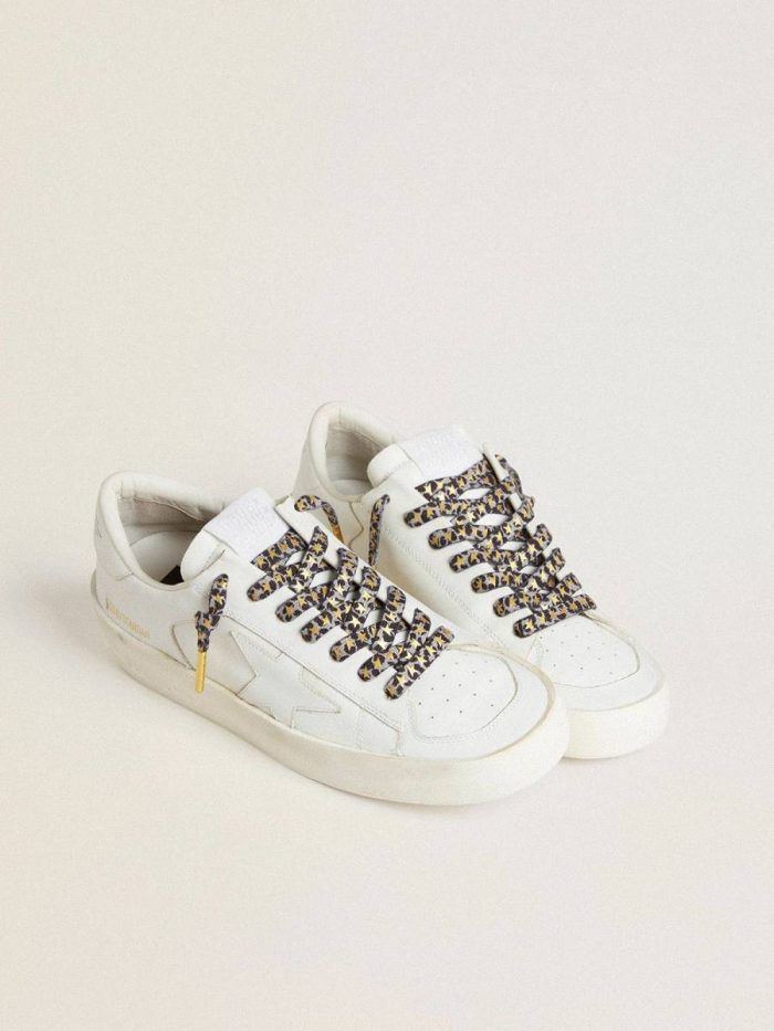 Laces With Gray And Black Animal Print With Contrasting Gold Stars Gray And Black Animal Print Laces Women Golden Goose
