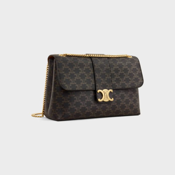 Large Celine Victoire Bag In Triomphe Canvas Cross-Body Bags Women Tan