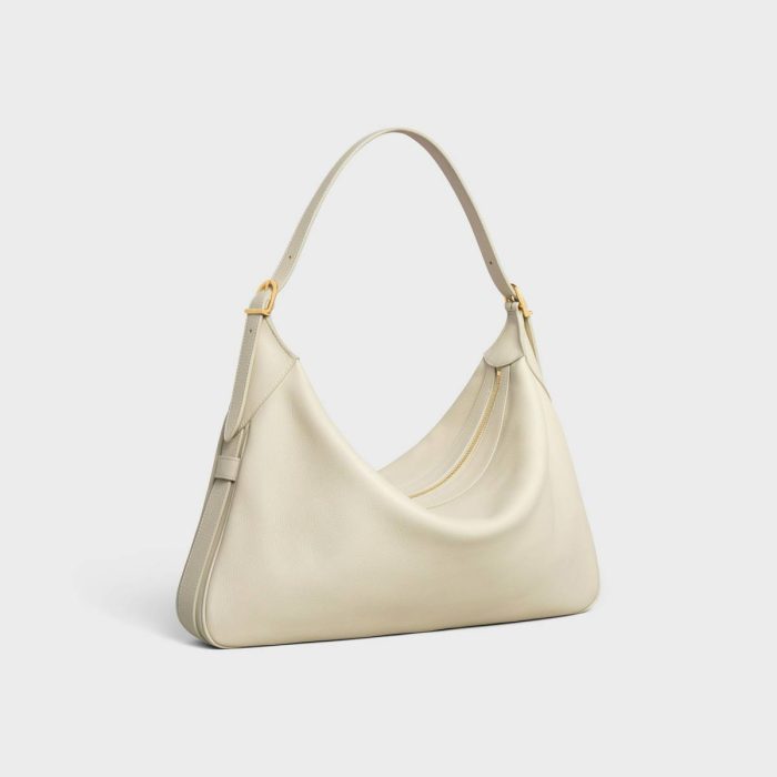 Large Romy In Supple Grained Calfskin Shoulder Bags Women Celine Limestone