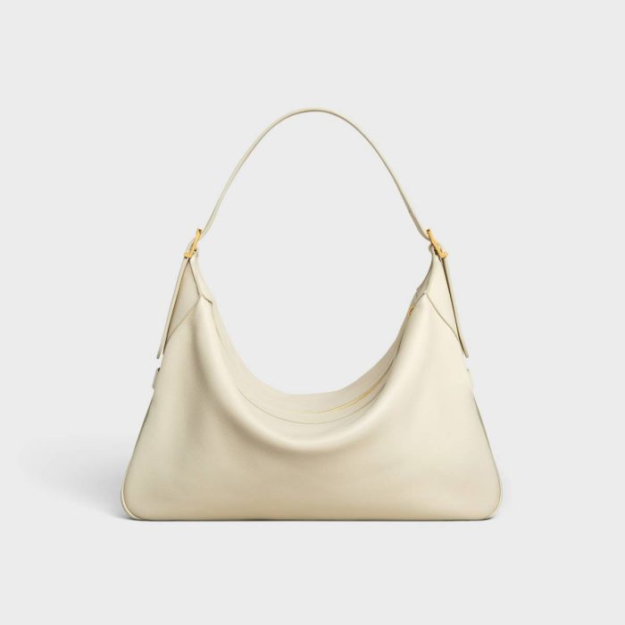 Large Romy In Supple Grained Calfskin Shoulder Bags Women Celine Limestone