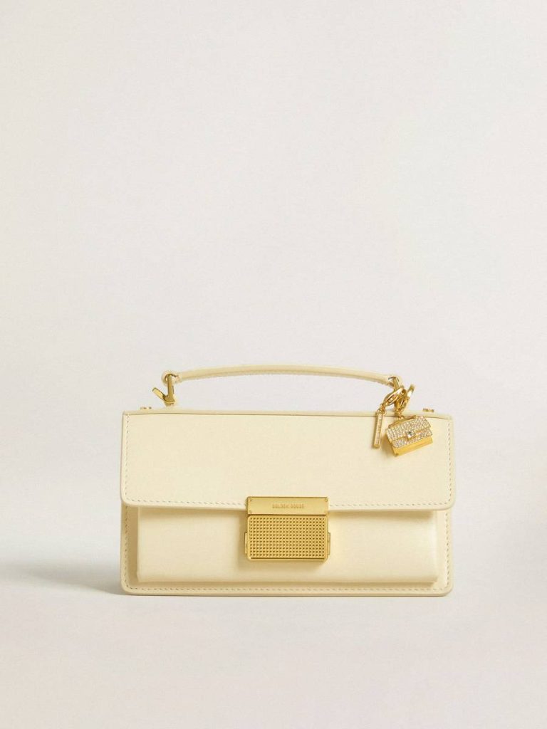 Letter I Charm In Gold-Colored Brass With Crystals Gold Bag Accessories Women Golden Goose