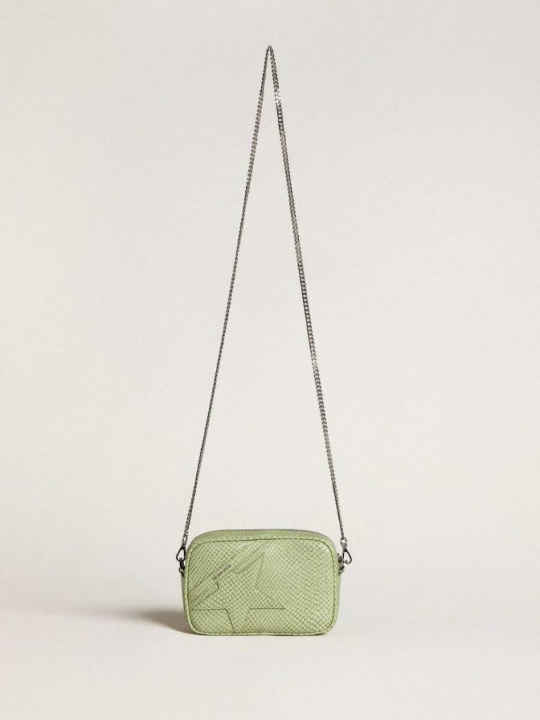 Light Green Golden Goose Women Mini Star Bag In Light Green Snake-Print Leather Mini Bags