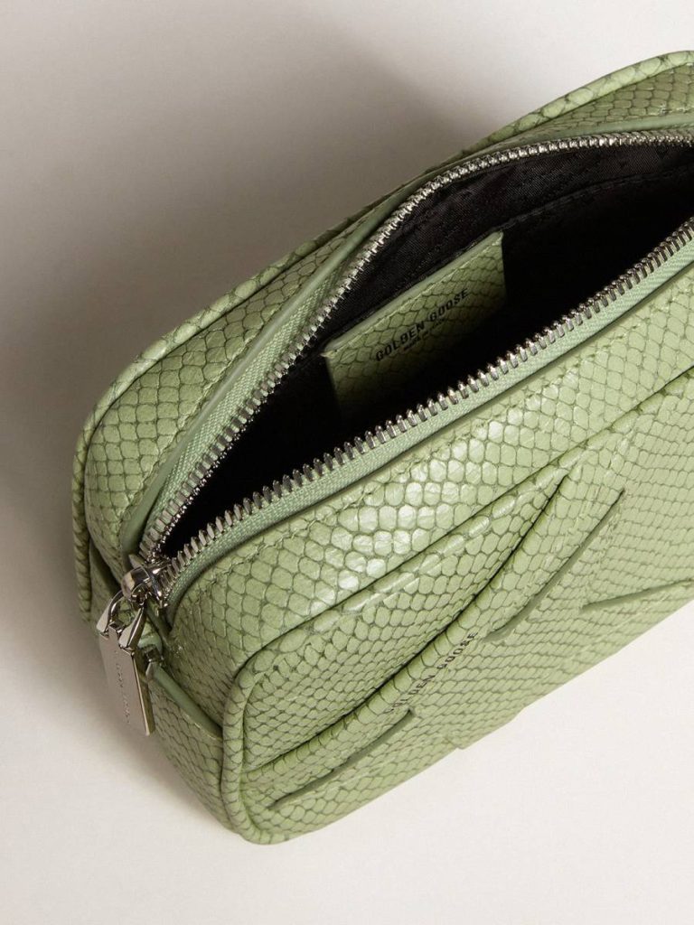 Light Green Golden Goose Women Mini Star Bag In Light Green Snake-Print Leather Mini Bags