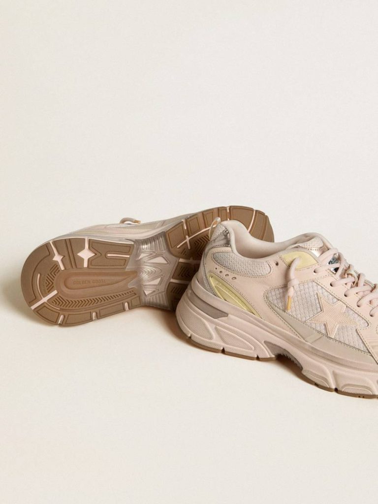 Lightstar Men’s Lightstar With Pink Leather And Mesh Upper And Pink Star Men Golden Goose